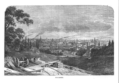 Veduta di Manchester, incisa da T.Gustyne da English School